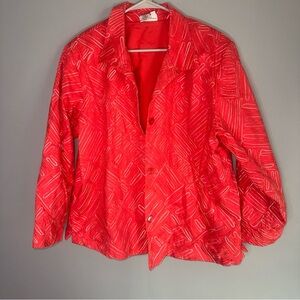 Coldwater Creek Sz XL Coral and White Art-to-Wear Wild Embroidered Blazer&Shell